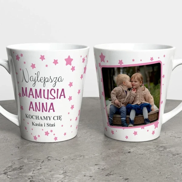 Kubek Latte Na Dzień Mamy Ze Zdjęciem i Imieniem