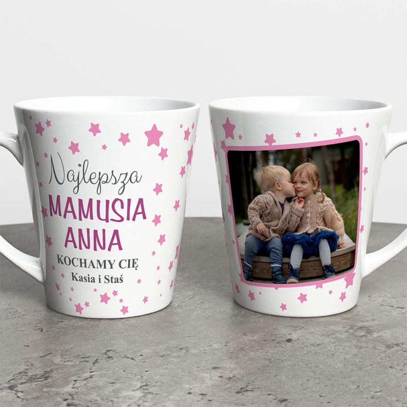 Kubek Latte Na Dzień Mamy Ze Zdjęciem i Imieniem