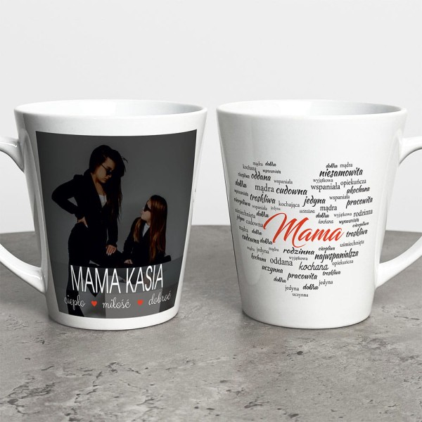 Kubek Latte Na Dzień Mamy Ze Zdjęciem i Imieniem