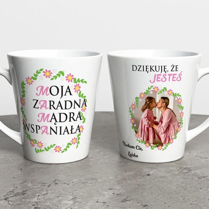 Kubek Latte Na Dzień Mamy Ze Zdjęciem i Imieniem