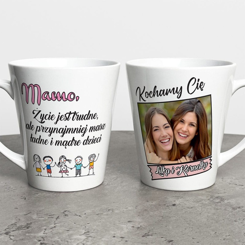 Kubek Latte Na Dzień Mamy Ze Zdjęciem i Imieniem