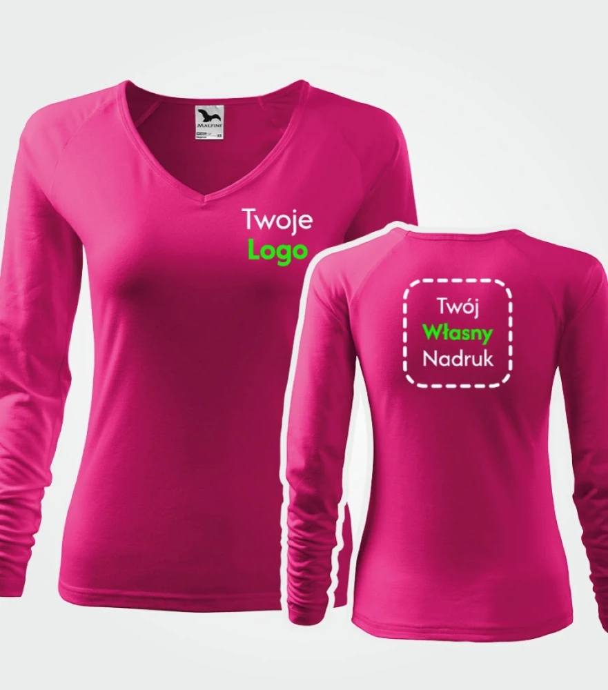 Koszulka damska v-neck z nadrukiem firmowym