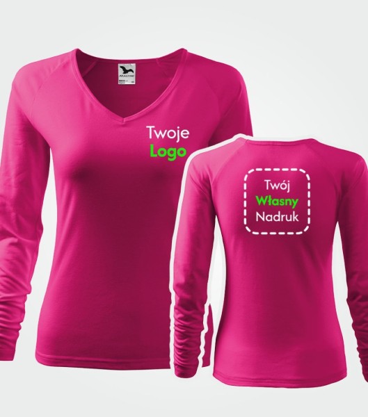 Koszulka damska v-neck z nadrukiem firmowym