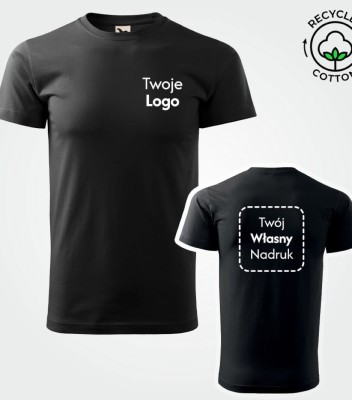 Koszulka Męska T-shirt z Własnym Nadrukiem 160g - Basic Recycled