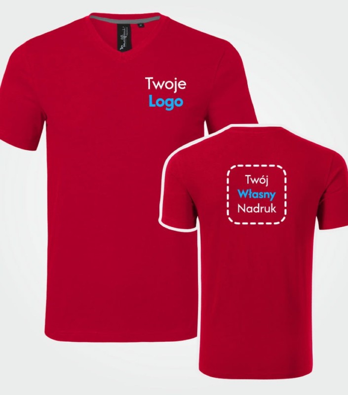Koszulka Męska T-shirt Action V-neck Z Własnym Nadrukiem
