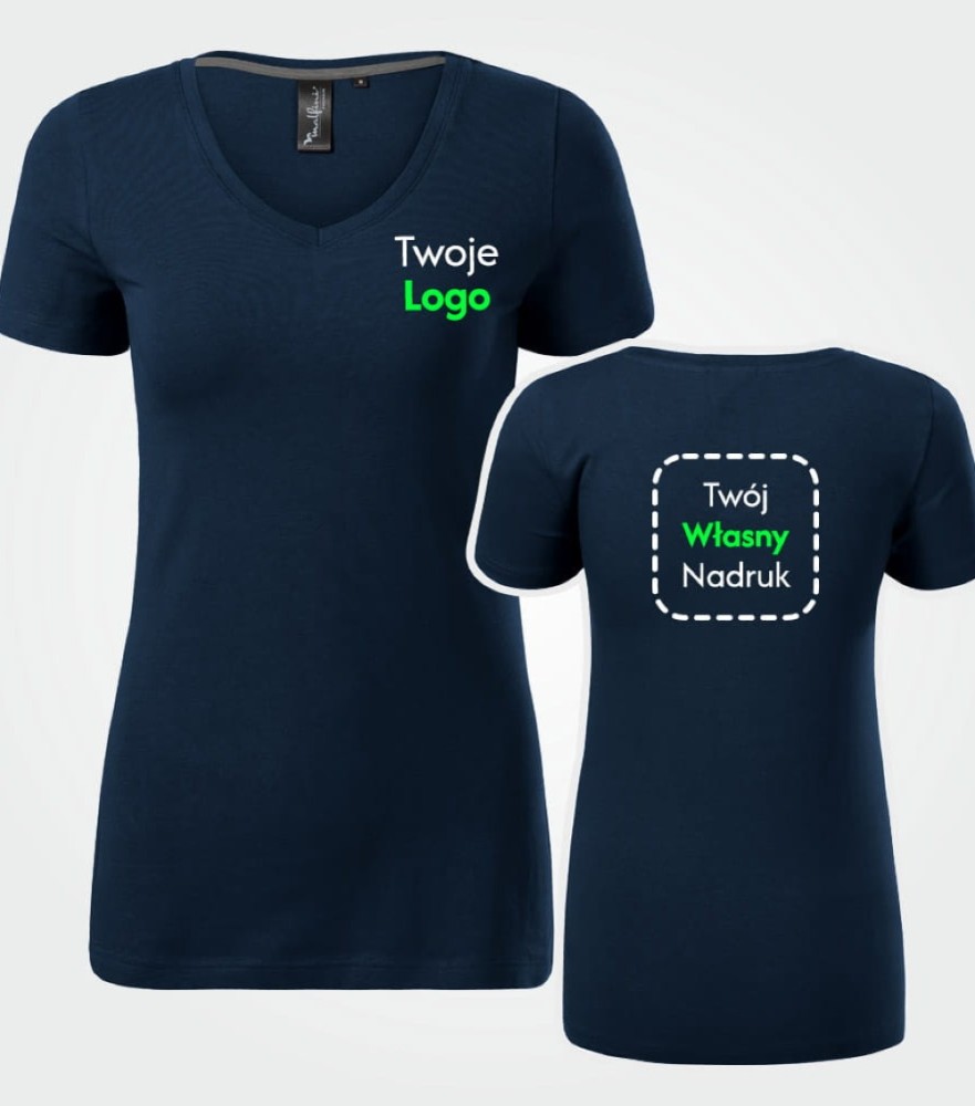 Koszulka Damska Action V-neck Z Własnym Nadrukiem