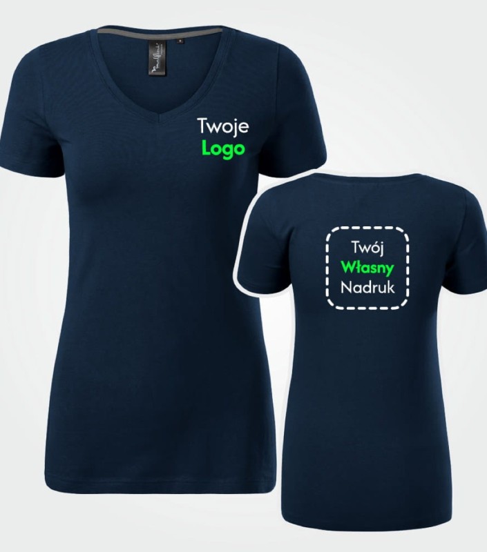 Koszulka Damska Action V-neck Z Własnym Nadrukiem