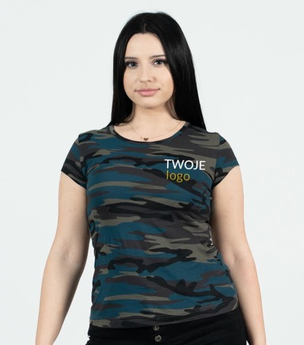 Koszulka Damska T-shirt z Własnym Nadrukiem 160g - Camo Pure