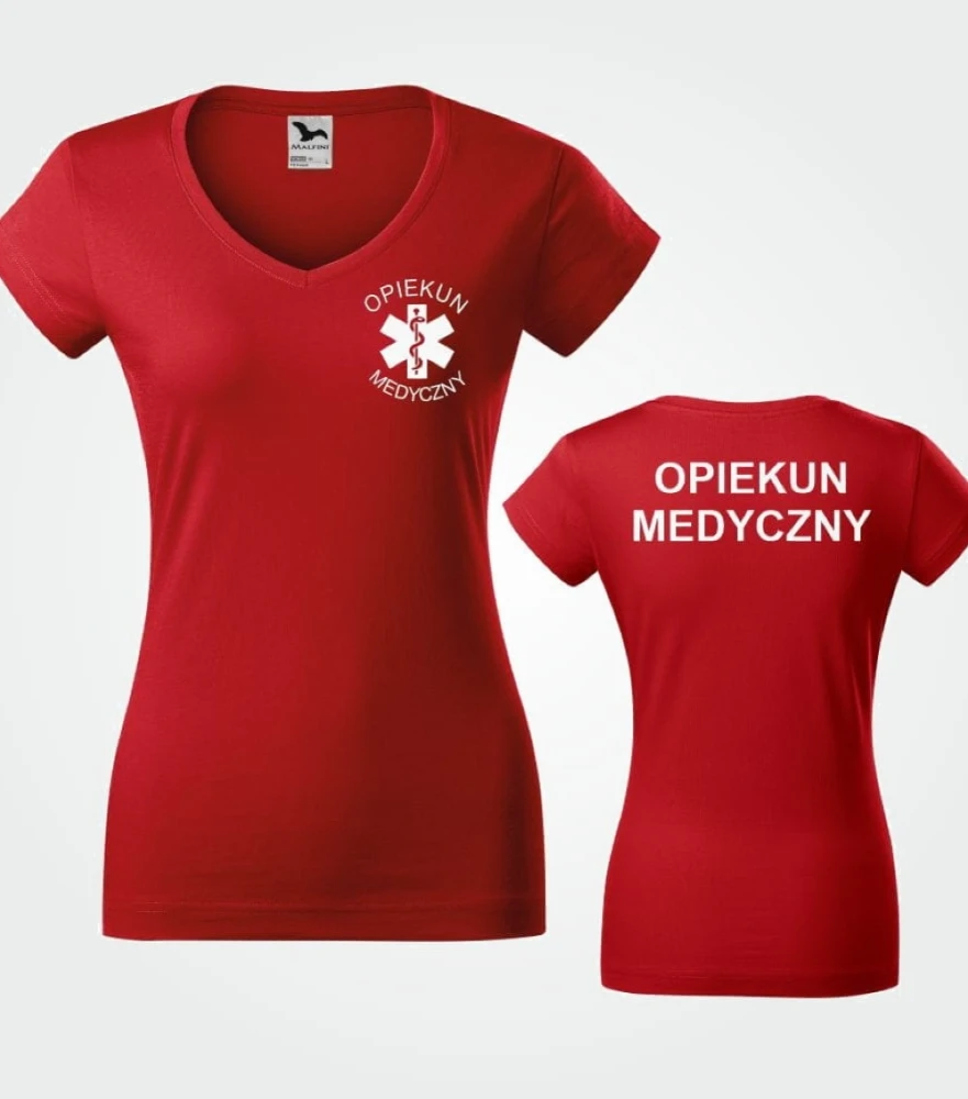 Koszulka Damska Medyczna V-NECK Opiekun Medyczny