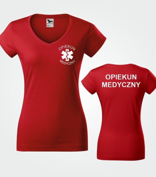 Koszulka Damska Medyczna V-NECK Opiekun Medyczny