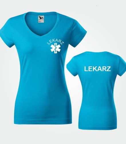 Koszulka V-neck Damska Lekarz 180g - Fit V-neck