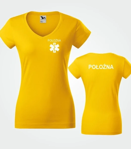 Koszulka V-neck Damska Położna 180g - Fit V-neck