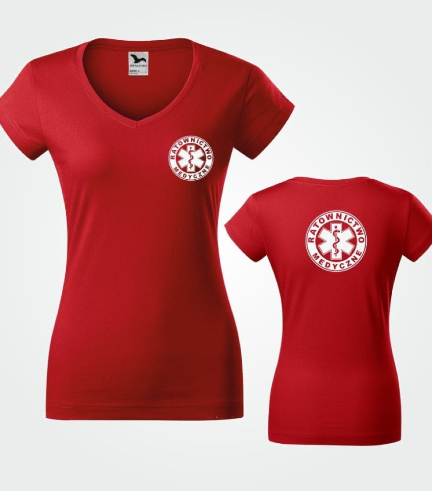 Koszulka V-neck Damska Ratownictwo Medyczne 180g - Fit V-neck