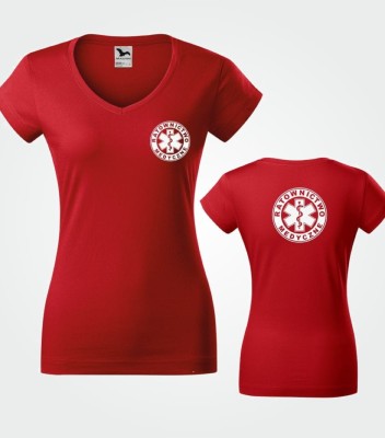 Koszulka V-neck Damska Ratownictwo Medyczne 180g - Fit V-neck