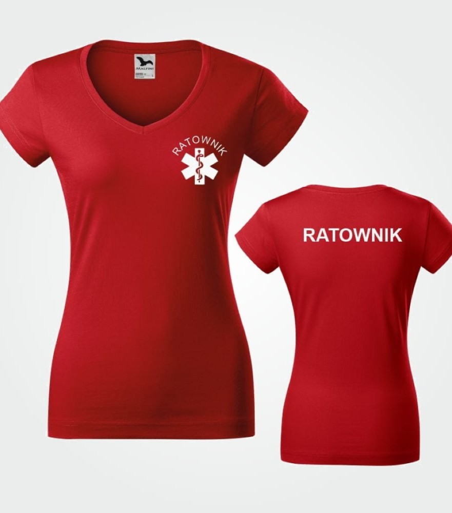 Koszulka Damska Medyczna V-NECK Ratownik
