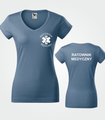 Koszulka V-neck Damska Ratownik Medyczny 180g - Fit V-neck