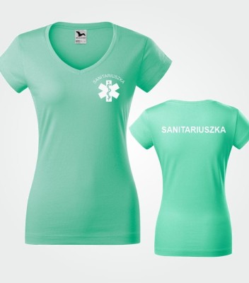 Koszulka V-neck Damska Sanitariuszka 180g - Fit V-neck