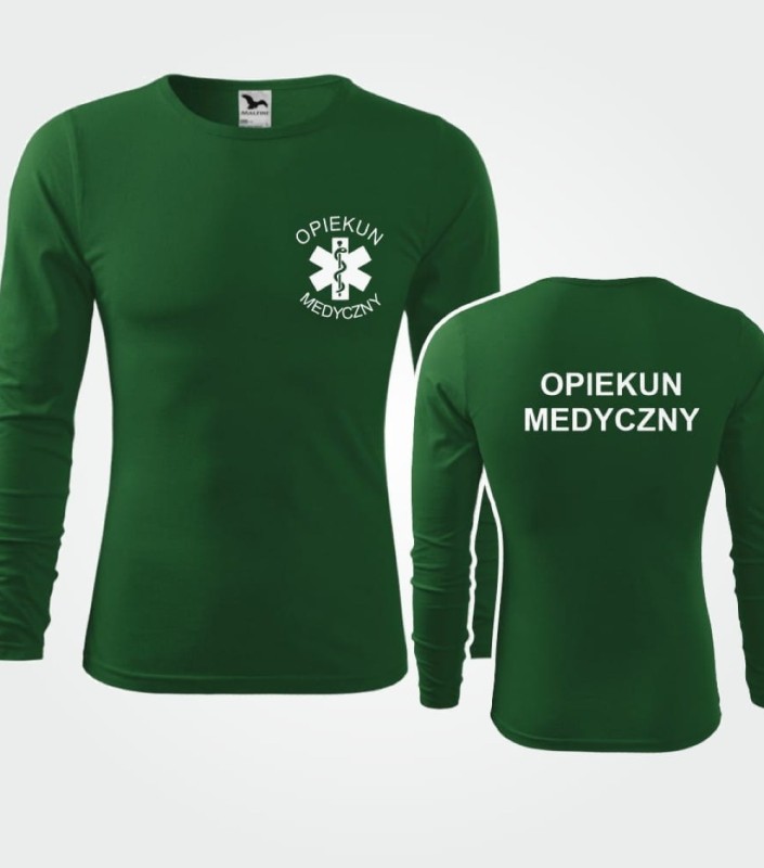 Koszulka Męska Medyczna Długi Rękaw Opiekun Medyczny