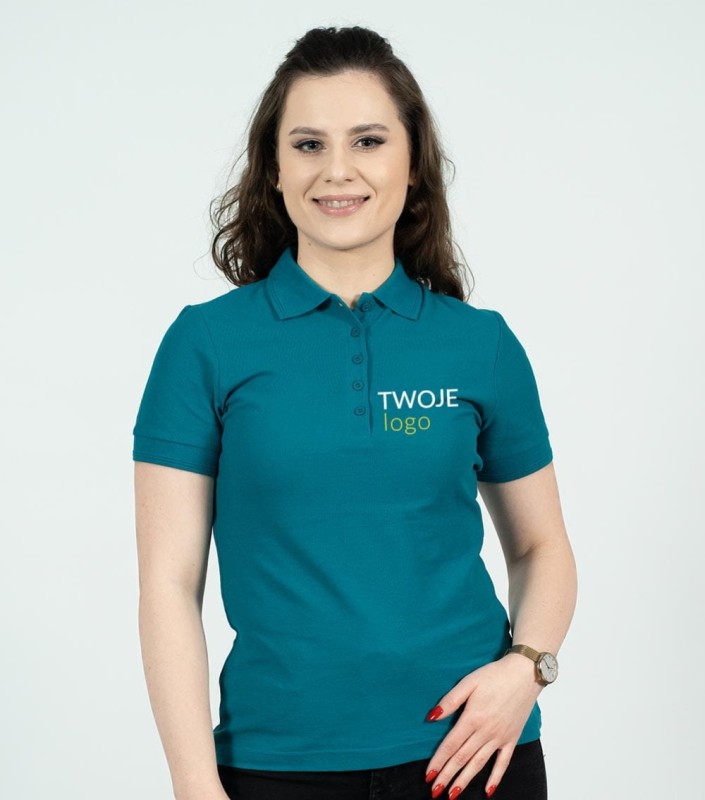 Koszulka Damska Polo Pique Z Własnym Nadrukiem