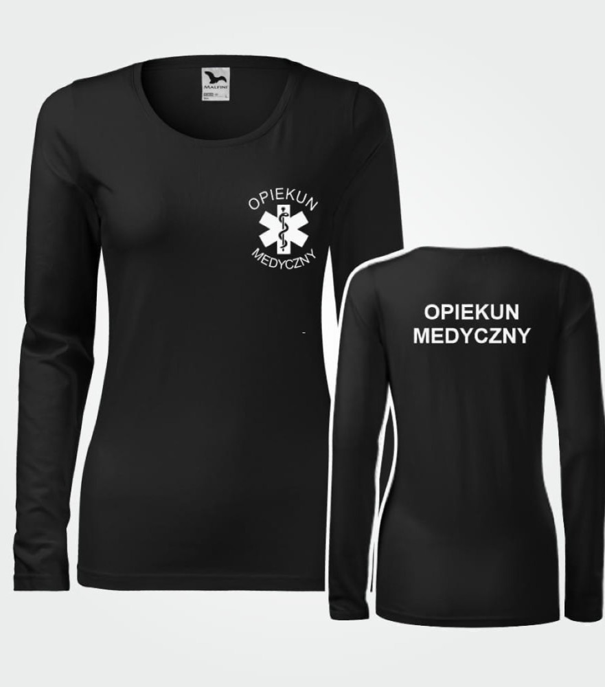 Koszulka Damska Medyczna Długi Rękaw Opiekun Medyczny
