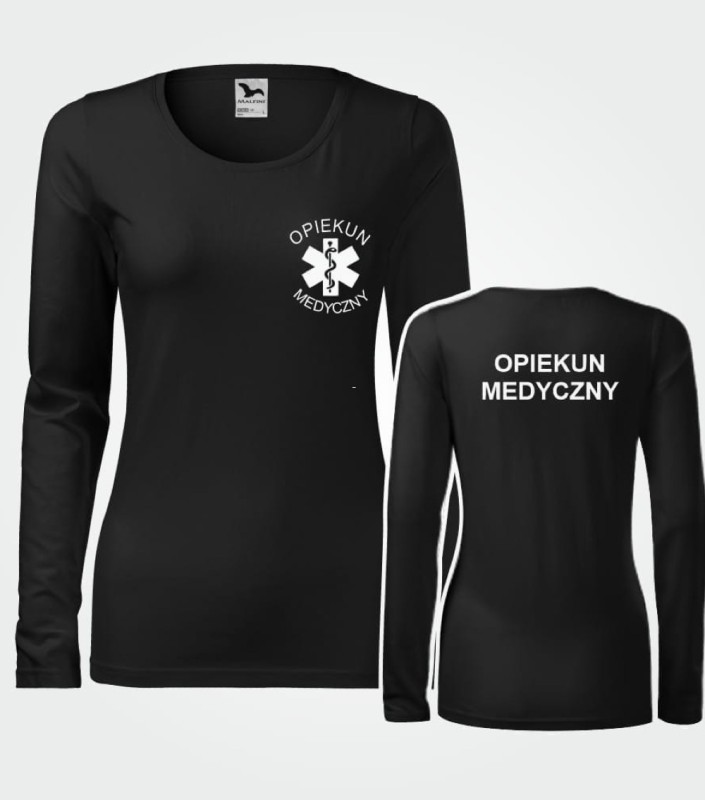 Koszulka Damska Medyczna Długi Rękaw Opiekun Medyczny