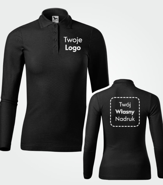 Koszulka Damska Pique Polo LS Z Własnym Nadrukiem