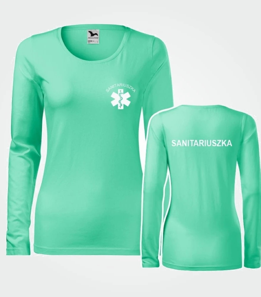 Koszulka Damska Medyczna Długi Rękaw Sanitariuszka