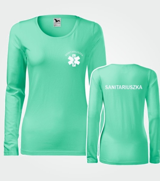 Koszulka Damska Medyczna Długi Rękaw Sanitariuszka