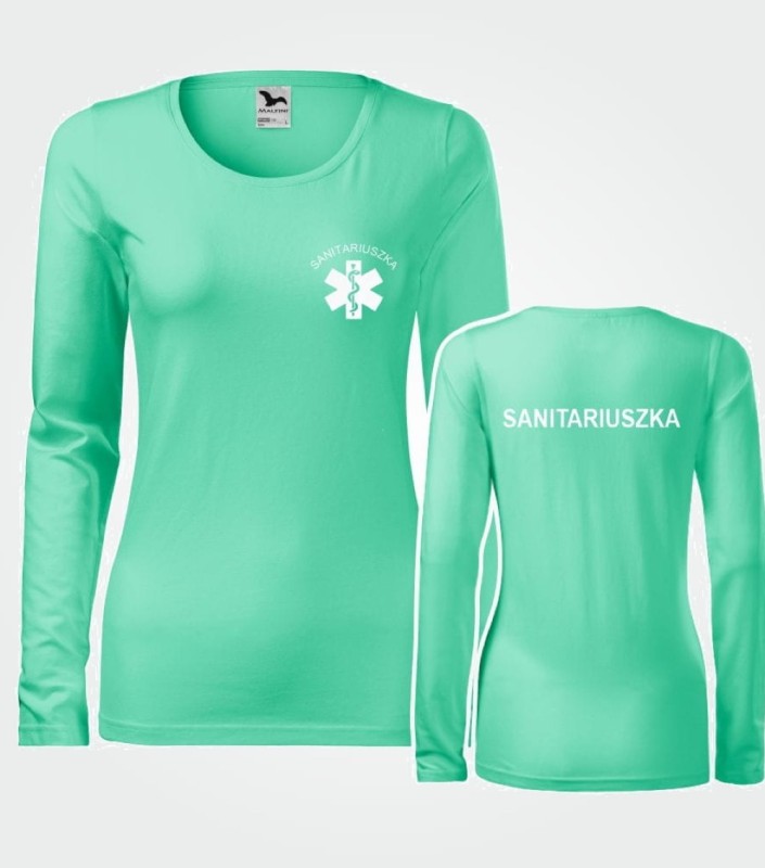 Koszulka Damska Medyczna Długi Rękaw Sanitariuszka