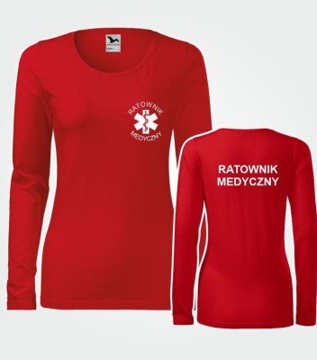Koszulka Długi Rękaw Damska Ratownik Medyczny 180g - Slim