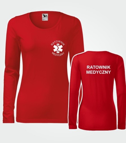 Koszulka Długi Rękaw Damska Ratownik Medyczny 180g - Slim