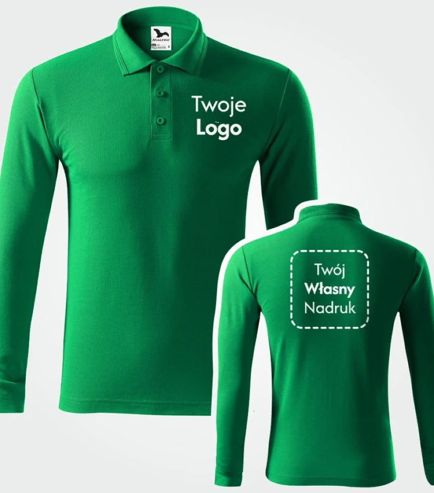 Koszulka Męska Pique Polo LS Z Własnym Nadrukiem