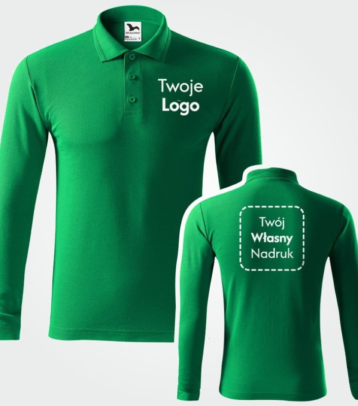 Koszulka Męska Pique Polo LS Z Własnym Nadrukiem
