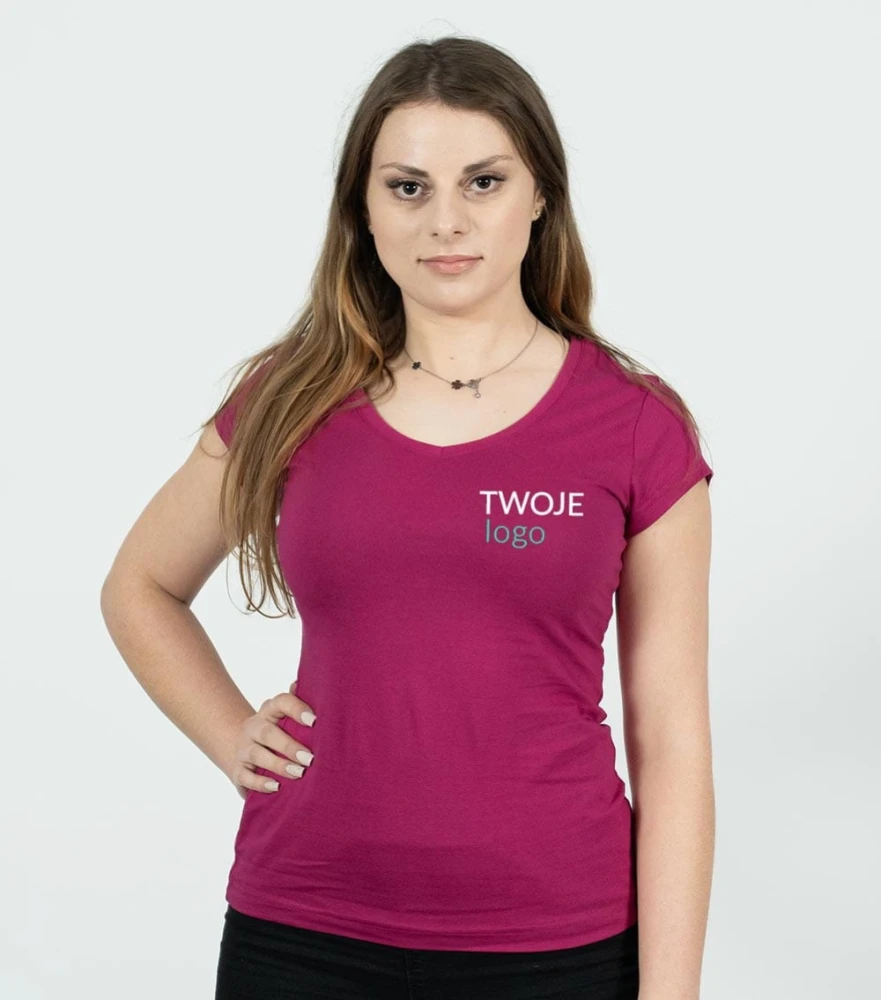 Koszulka Damska z Własnym Nadrukiem 180g - Fit V-neck