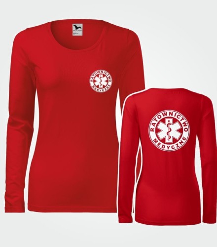 Koszulka Długi Rękaw Damska Ratownictwo Medyczne 180g - Slim
