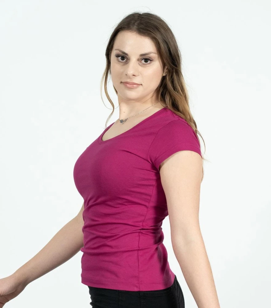Koszulka Damska z Własnym Nadrukiem 180g - Fit V-neck