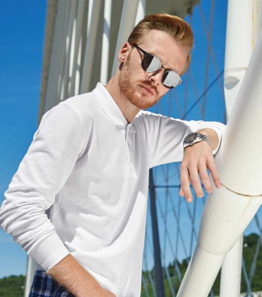 Koszulka Męska Pique Polo LS Z Własnym Nadrukiem