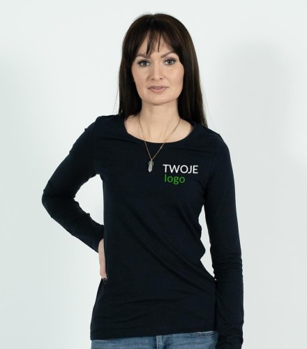 Koszulka Damska Długi Rękaw z Własnym Nadrukiem 180g - Slim
