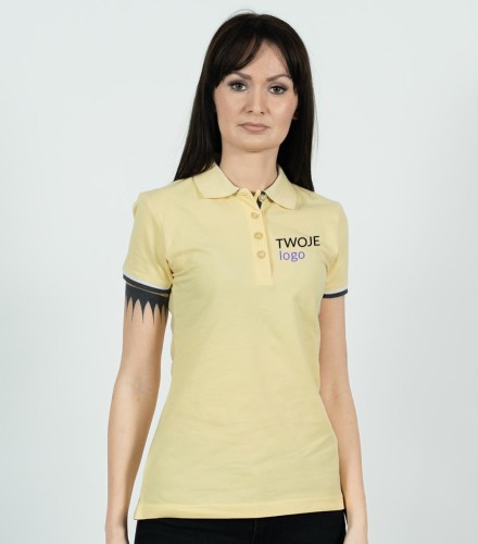 Koszulka Damska z Własnym Nadrukiem 215g - Polo Collar Up