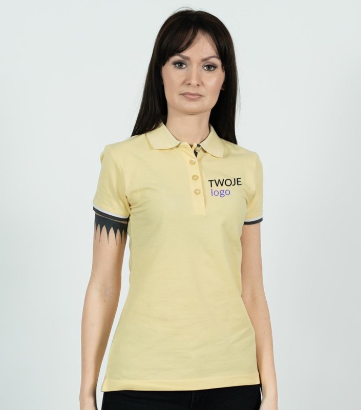 Koszulka Damska Polo Collar Up Z Własnym Nadrukiem