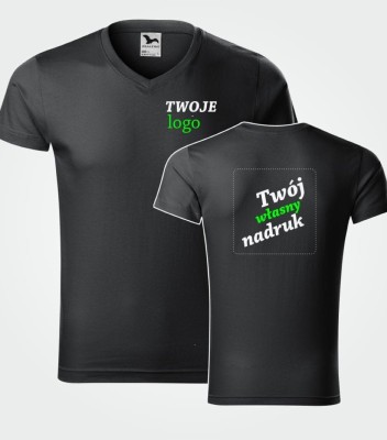 Koszulka Męska V-neck z Własnym Nadrukiem 180g - Slim Fit