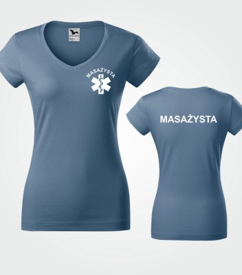 Koszulka V-neck Damska Masażysta 180g - Fit V-neck