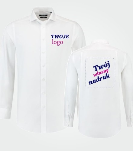 Koszula Męska Długi Rękaw z Własnym Nadrukiem 130g – Fitted Shirt