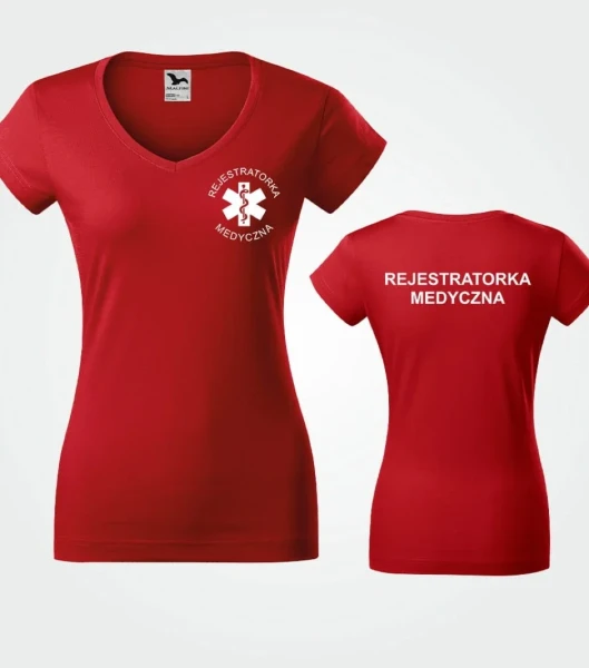 Koszulka Damska Medyczna V-NECK Rejestratorka