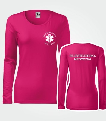 Koszulka Długi Rękaw Damska Rejestratorka Medyczna 180g - Slim