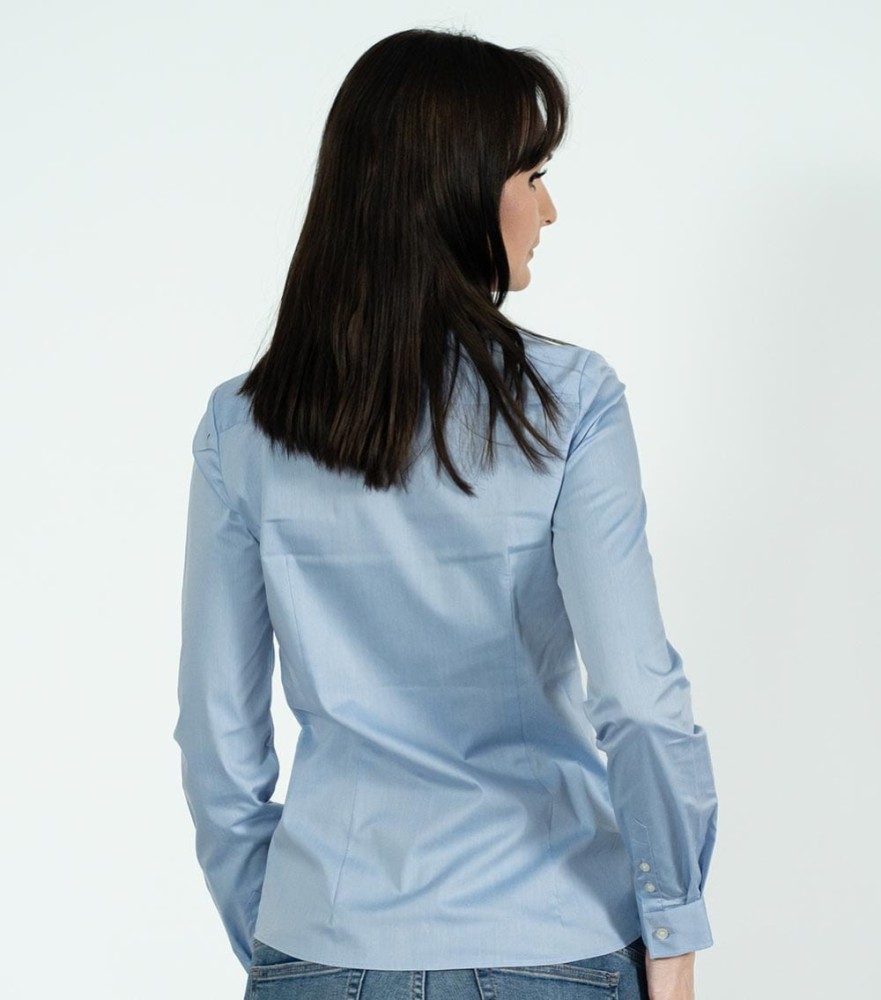 Koszula Damska Długi Rękaw Fitted Stretch z Własnym Nadrukiem