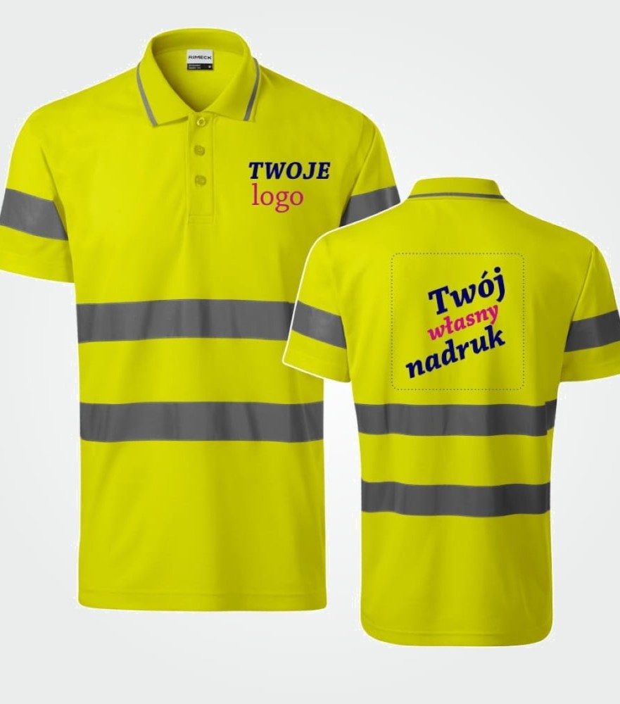 Koszulka Męska Polo Odblaskowa Z Własnym Nadrukiem