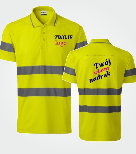 Koszulka Męska Polo z Własnym Nadrukiem 180g – Odblaskowa