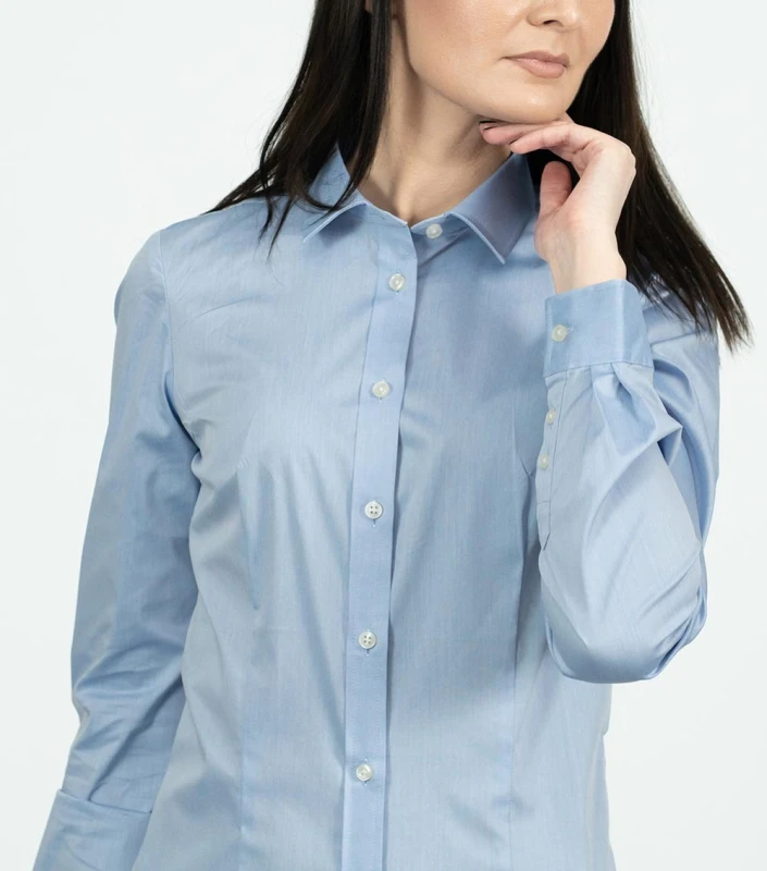 Koszula Damska Długi Rękaw Fitted Stretch z Własnym Nadrukiem