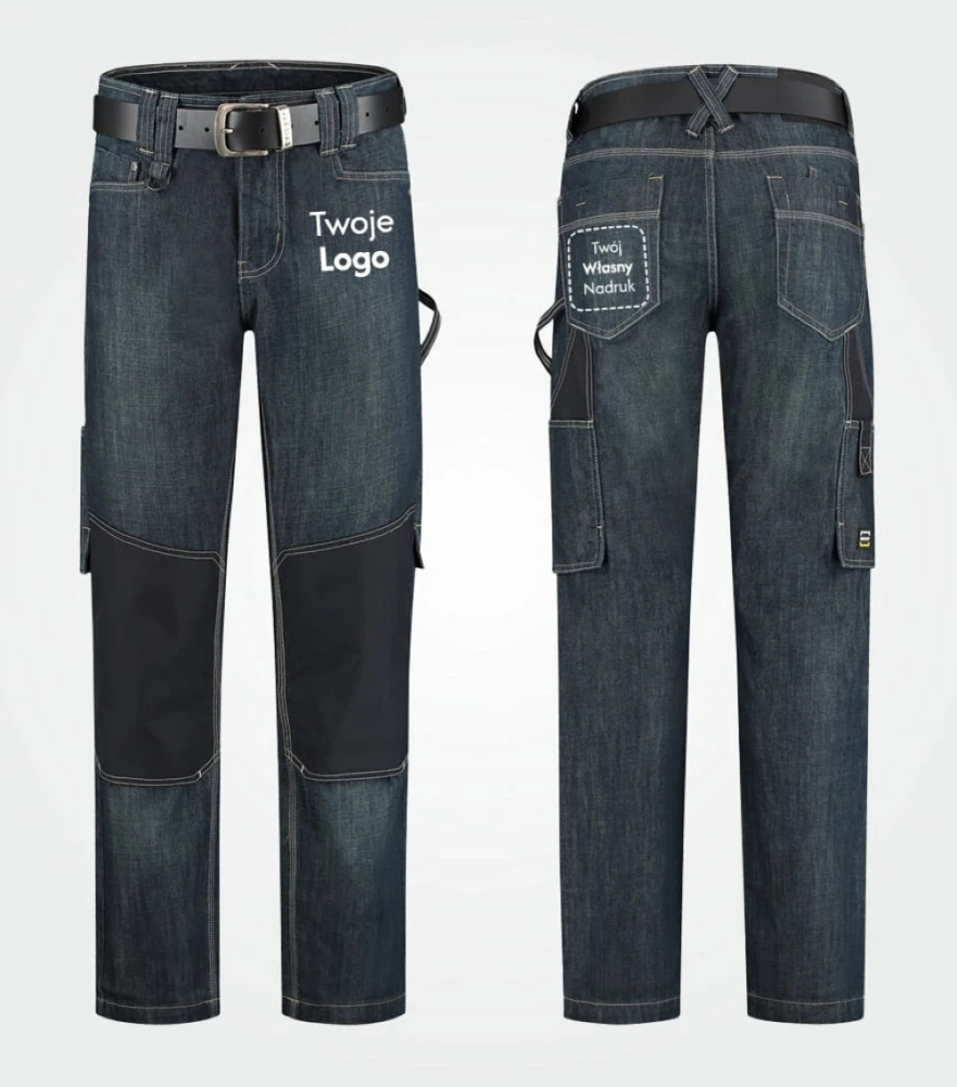 Spodnie Unisex Robocze Jeans z Własnym Nadrukiem